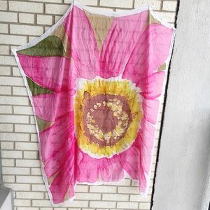 Floral Oversized Scarf Blanket Pink Yellow Green